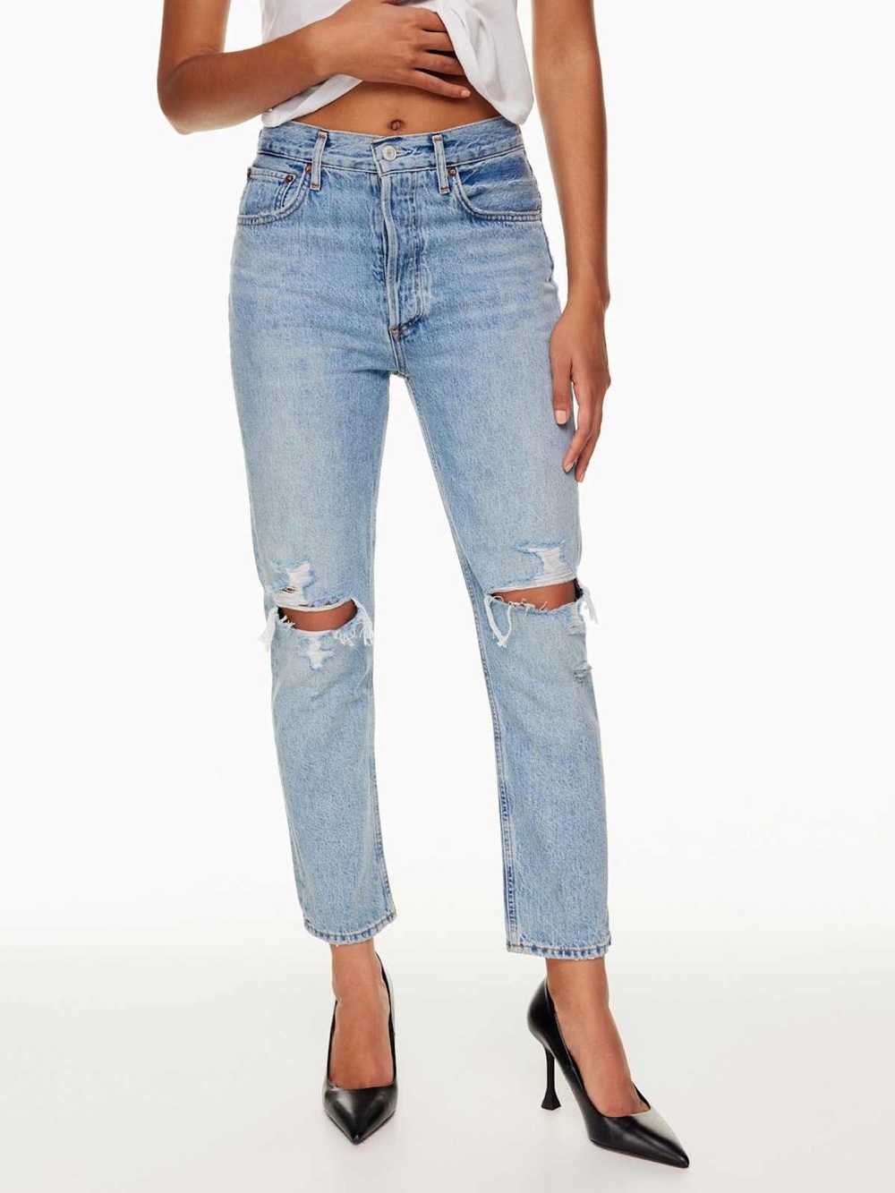 AGOLDE Riley Jean Size 28
High-waisted cropped jeans Light Wash Distressed